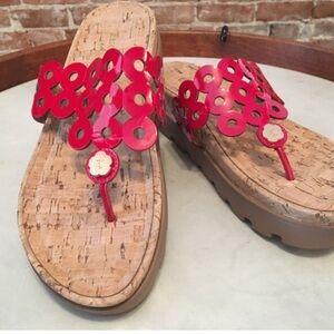 Red Sandals with Cork Sole